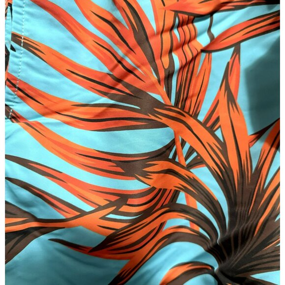 Mens Original Paperbacks Waikiki Volley Swim Trunks Turquoise & Orange Sz L - Picture 2 of 6